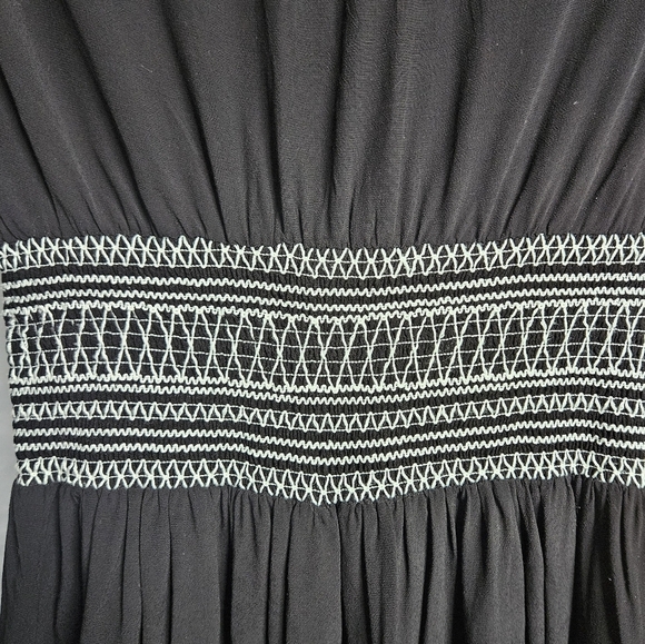 Maje Black Emboidered Smocked-waist Romper Size M - Picture 3 of 9